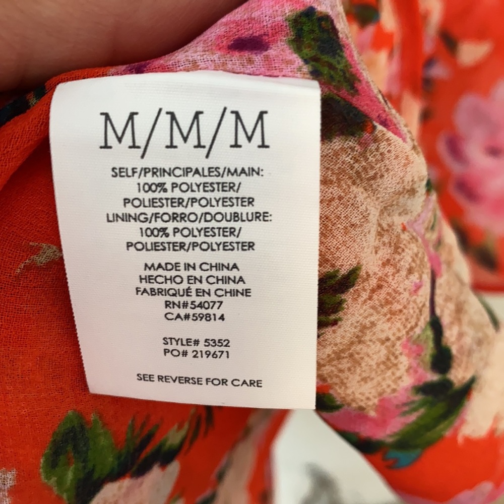 Cabi Floral Blouse - Sz. Medium -Orange -Pre-owned - Picture 7 of 9